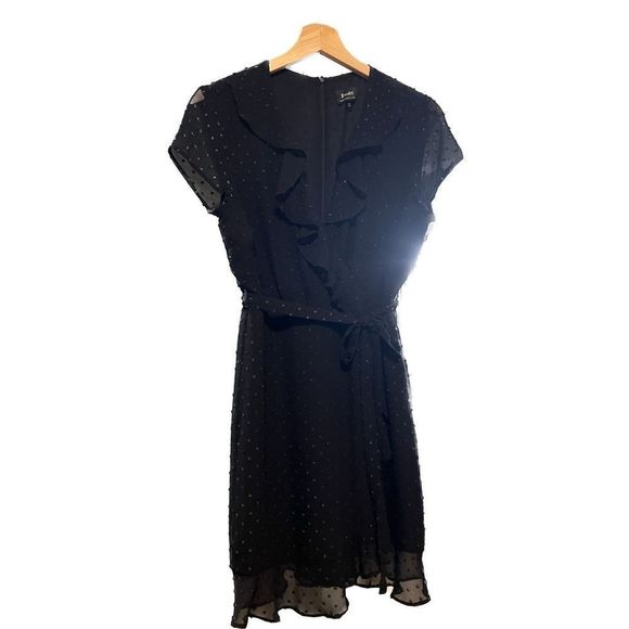 Bardot Faux Wrap Ruffle Neck Tie Waist Ruffle Bottom Mini Dress - Picture 4 of 10